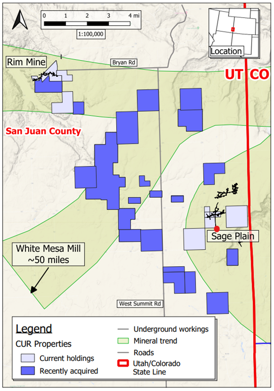 Rim Mine and Sage Plain Project location and newly acquired claims