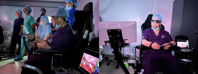 Dr. Srivastava, CEO of SS Innovations, performing the world 's longest-distance robotic telesurgery 