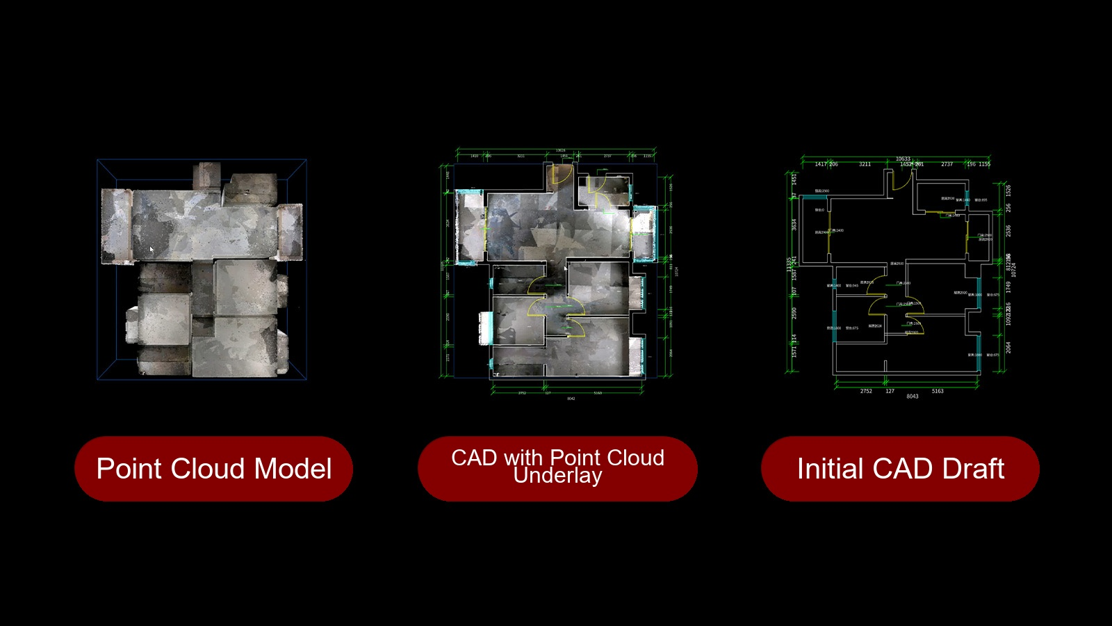 Point cloud model converted into CAD drafting views