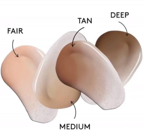 Sunforgettable Total Protection Face Shield Flex SPF50 features micro-encapsulated iron oxides that release pigment when the formula is rubbed between fingertips- the color transforms from white to a tone-adapting shade. 