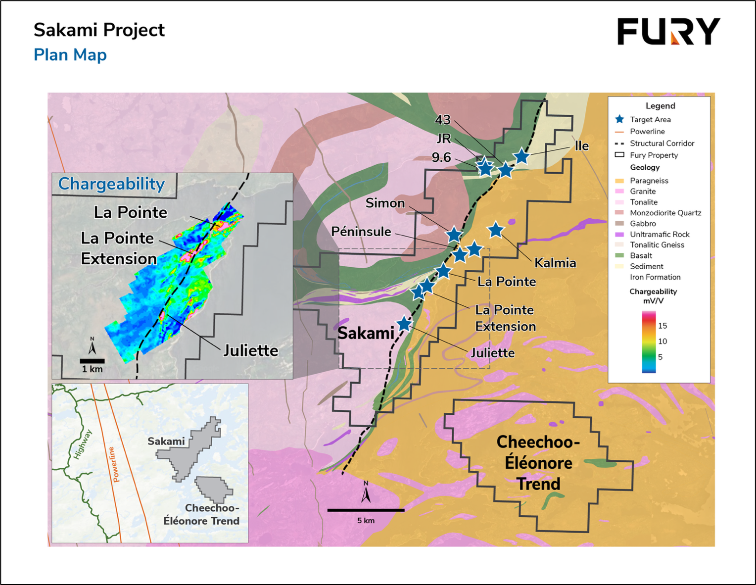 Figure 1: Plan map of the Sakami Gold Project. image