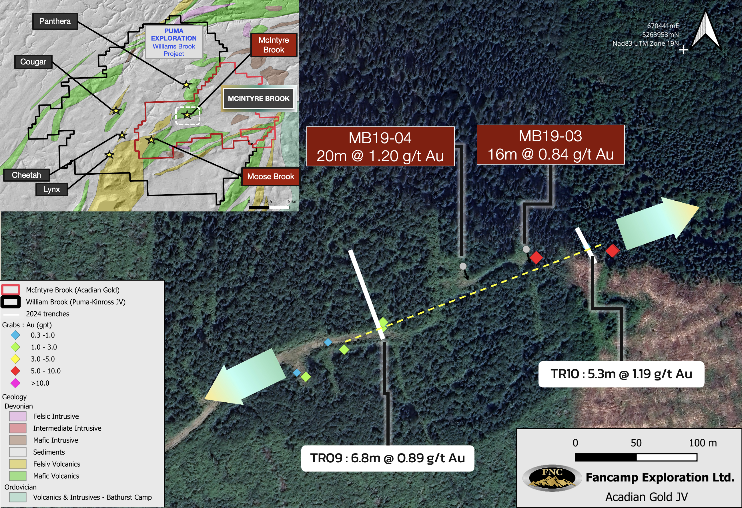 Figure 2: McIntyre Brook Trenching Results.