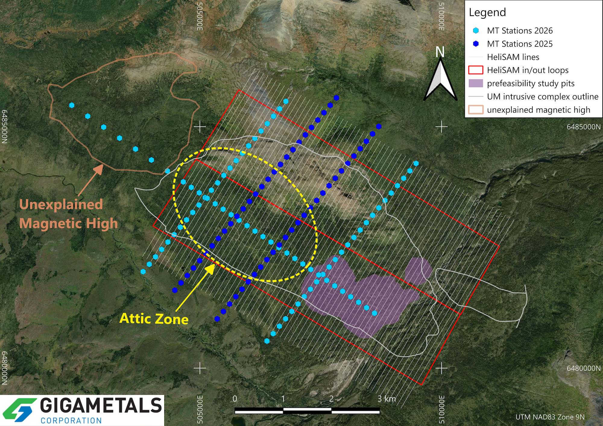 Giga Metals 2026 Summer Geophysics Program Map
