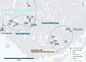 Location of LIFT’s Yellowknife Lithium Project. Drilling has been thus far focused on the Road Access Group of pegmatites which are located to the east of the city of Yellowknife along a government-maintained paved highway, as well as the Echo target in the Further Afield Group.