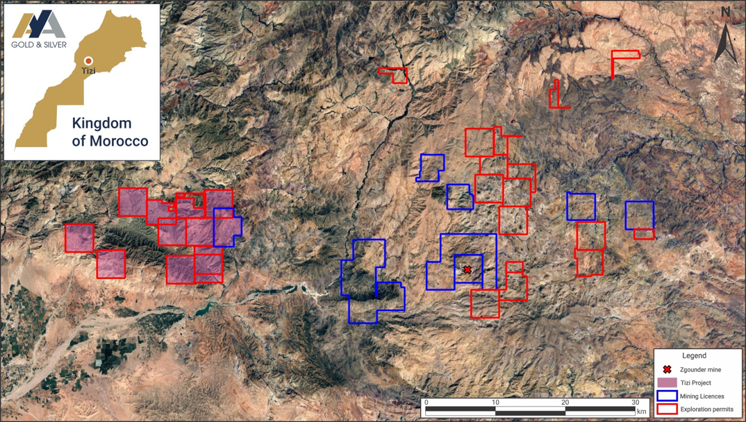 Tizi and Zgounder projects map