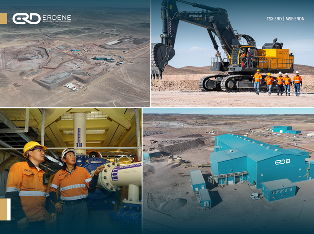 Clockwise from top left: Bayan Khundii Mine Area, EM Mining team, Process Plant, EM Processing team 