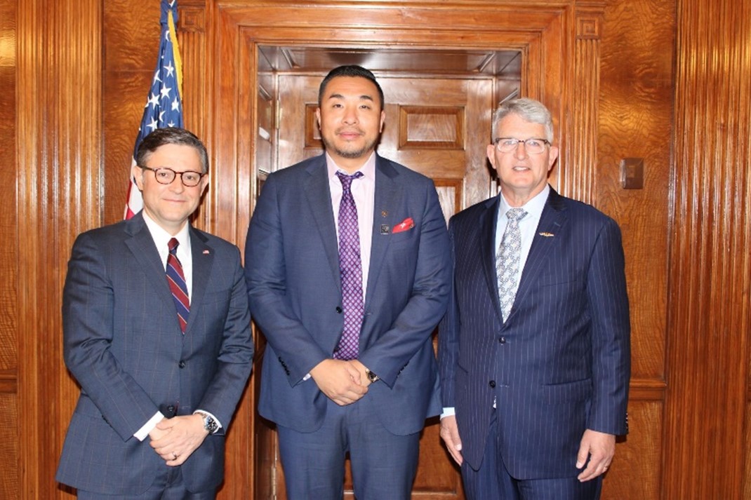 NANO Nuclear Energy Founder and Executive Chairman Jay Yu, alongside Speaker of the House Mike Johnson and Rep. Brandon Williams (NY-22), who both voted for the ADVANCE Act.