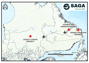Saga Metals projects in Quebec and Labrador