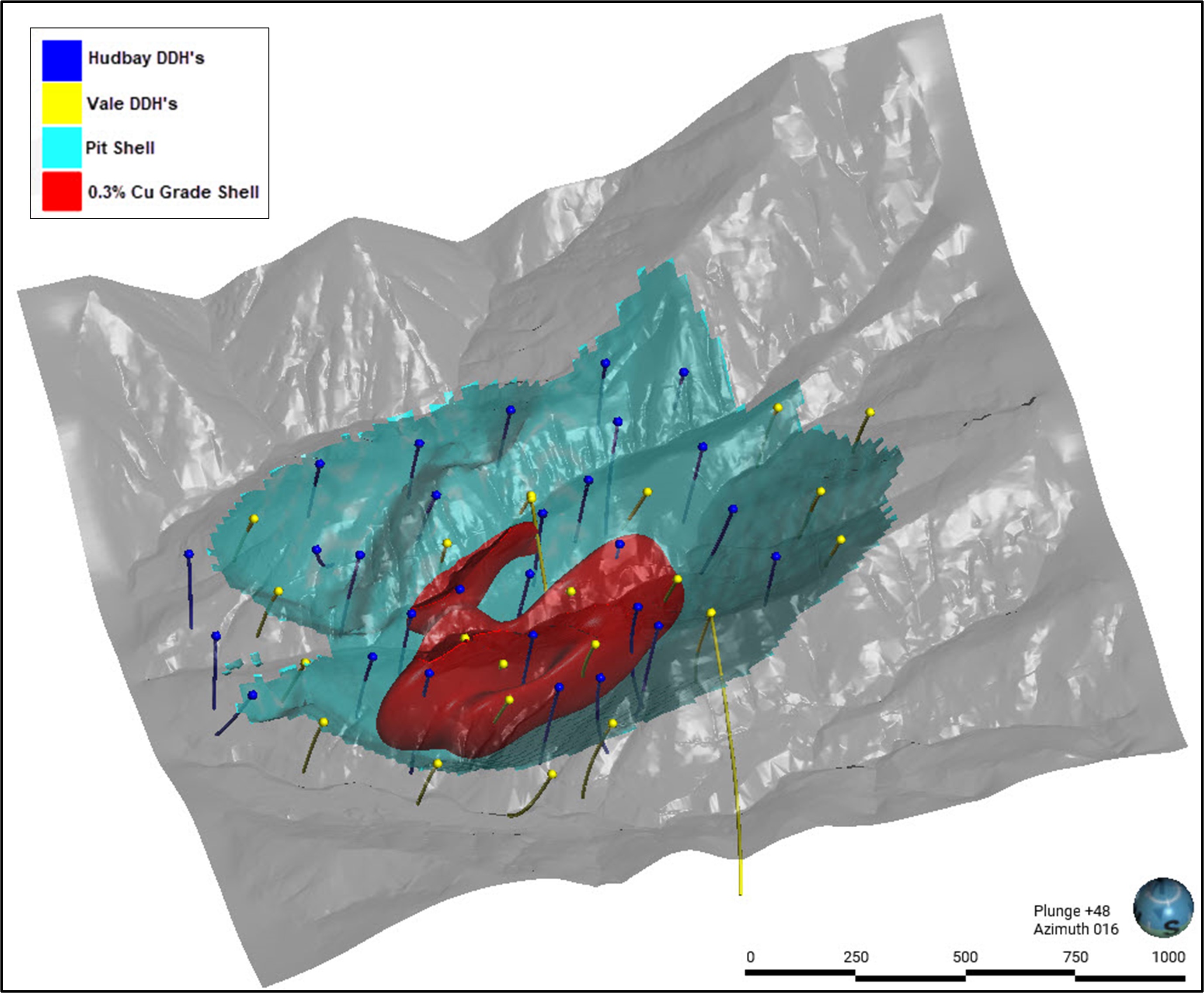 Figure 2: Isometric View of the Llaguen Mineral Resource Estimate Shell