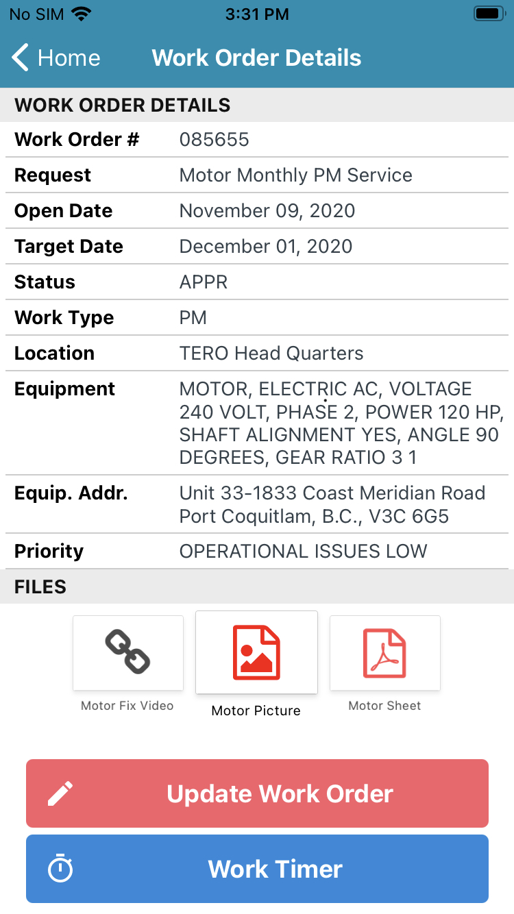 Mobil App Work Order