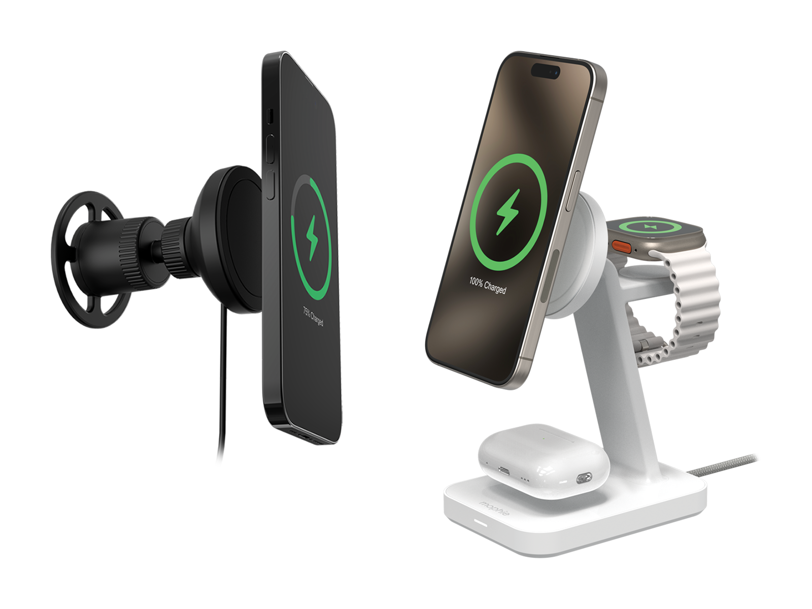 mophie snap+ 3-in-1 wireless charging stand and Watch Adapters