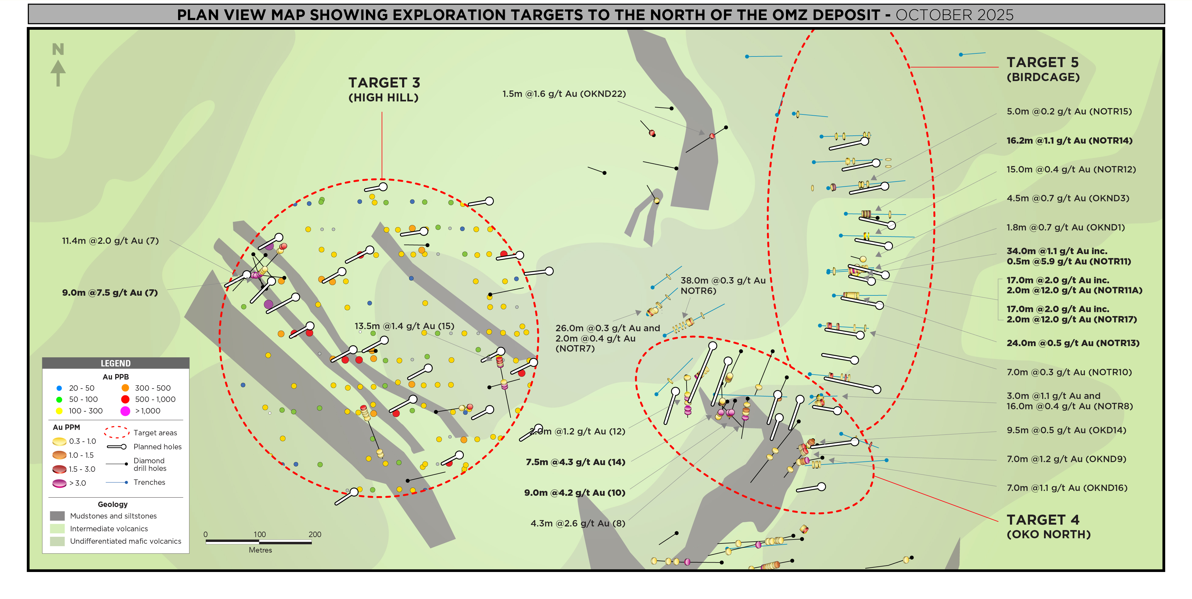 Figure 6 – Plan View of Targets North of Oko Main Zone image