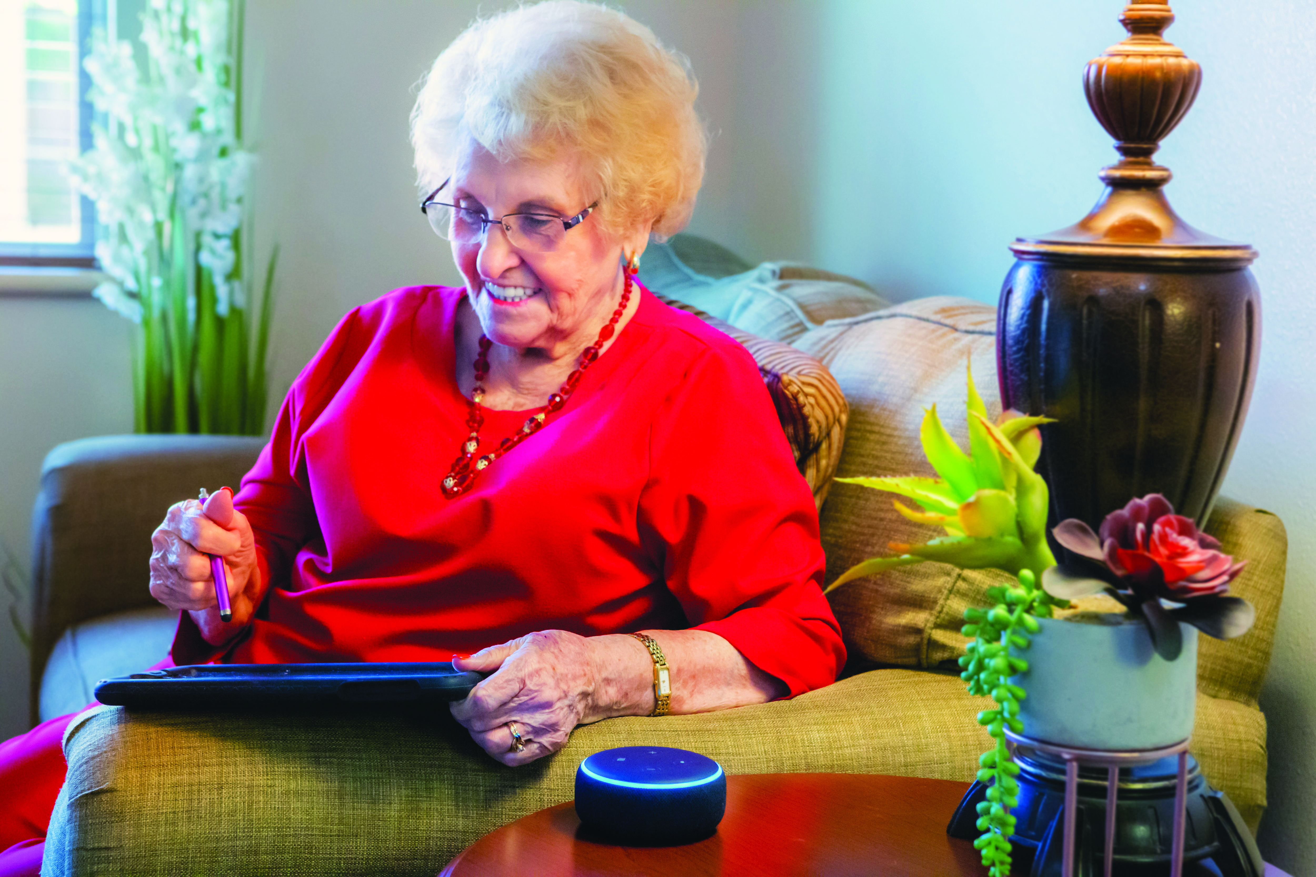 Many residents report using Alexa every day. Favorite features among residents include controlling their lights and thermostat and playing their favorite music. Residents even agree this holiday season is extra merry with Alexa’s companionship. 91-year-old resident Pat says Alexa’s friendly voice is her favorite feature, but it’s the voice-control capabilities that have really made a difference. 