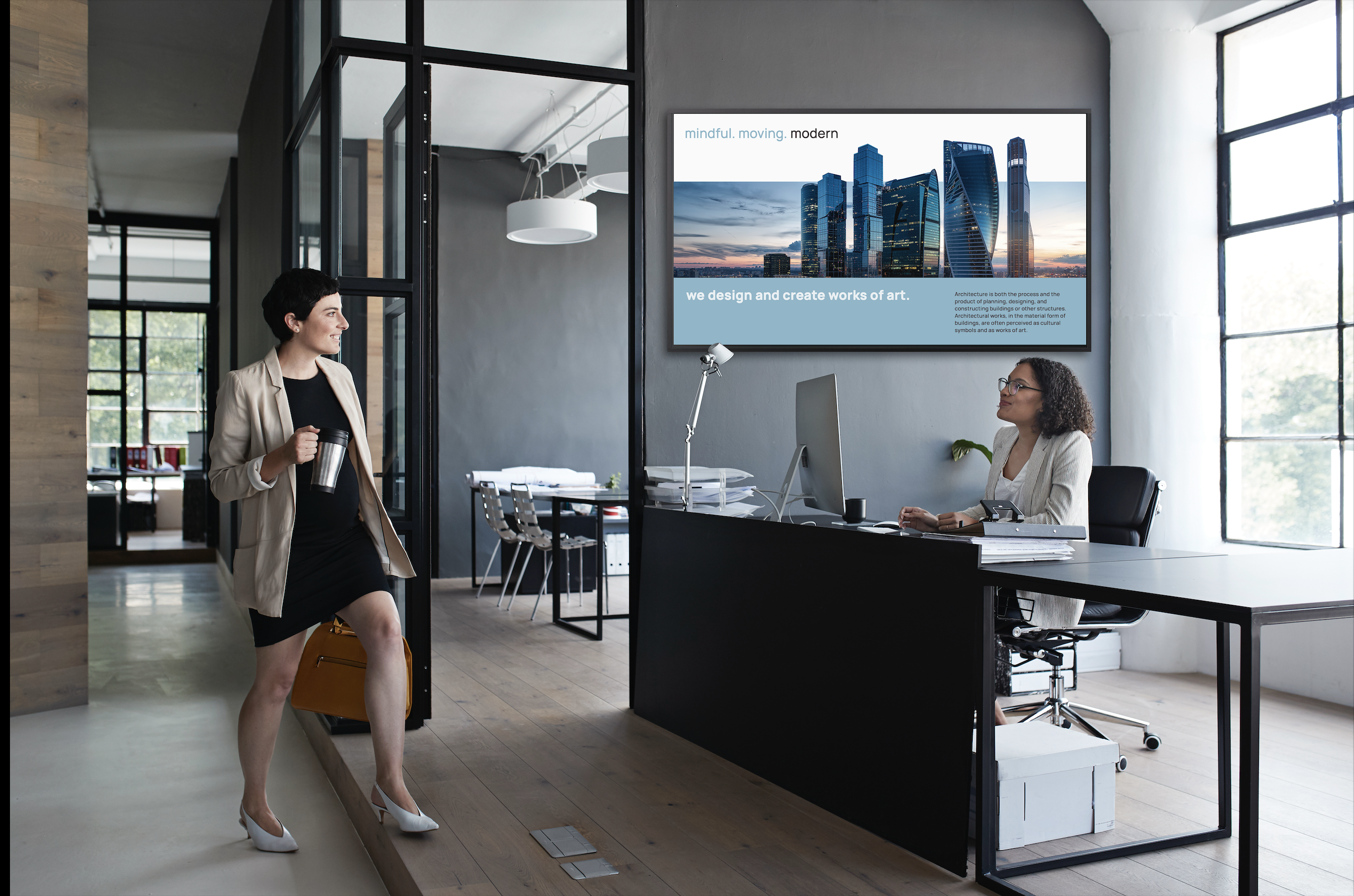 Image 2-The PNHE professional LCD monitor features unique high brightness screen and gives you various options to set up your digital signage in the m