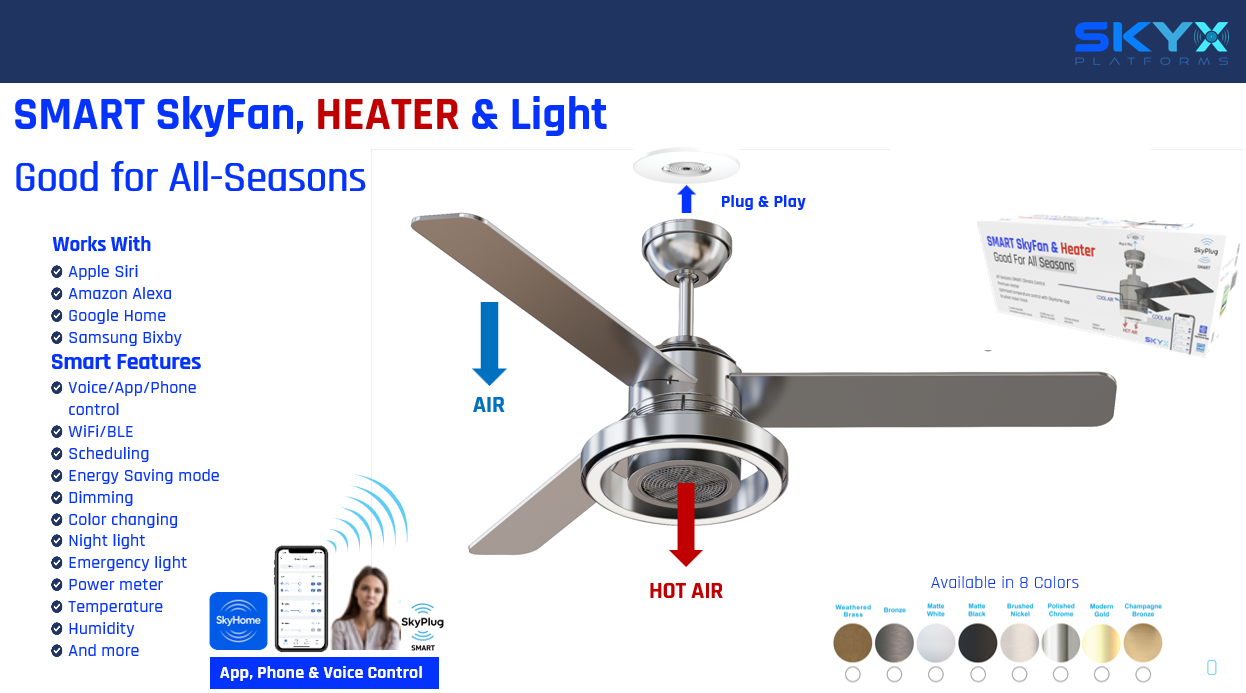 Smart SkyFan: All-In-One Smart Turbo Heater & Ceiling Fan 