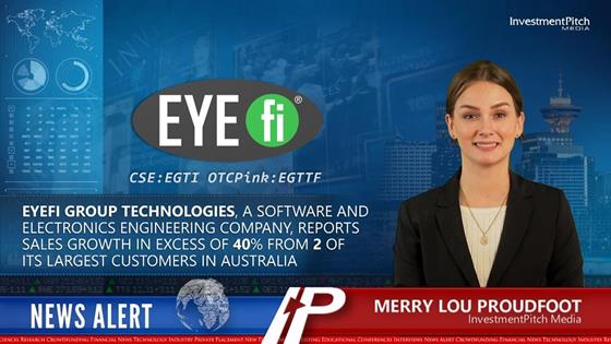 EYEfi Group Technologies, a software and electronics engineering company, reports sales growth in excess of <percent>40%</percent> from two of its largest customers in Australia: EYEfi Group Technologies, a software and electronics engineering company, reports sales growth in excess of <percent>40%</percent> from two of its largest customers in Australia