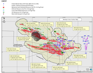 Figure 1 Surface Map – Monique deposit new drilling results
