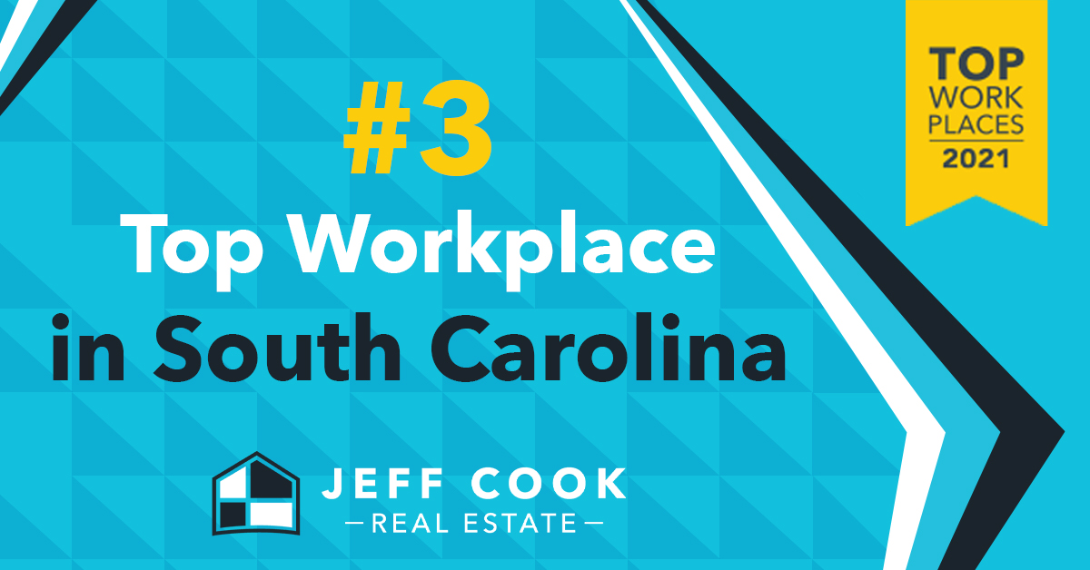 Jeff Cook Real Estate is proud to announce a #3 ranking as one of the Top Workplaces in the state of South Carolina. 