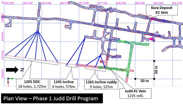 Figure 3 – Plan View of Phase 1 Judd Exploration Drilling Plan