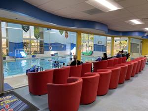 Aqua-Tots Glendale's comfortable viewing area is now open for families to enjoy convenient, year-round swim lessons for children 4 months to 12 years old.
