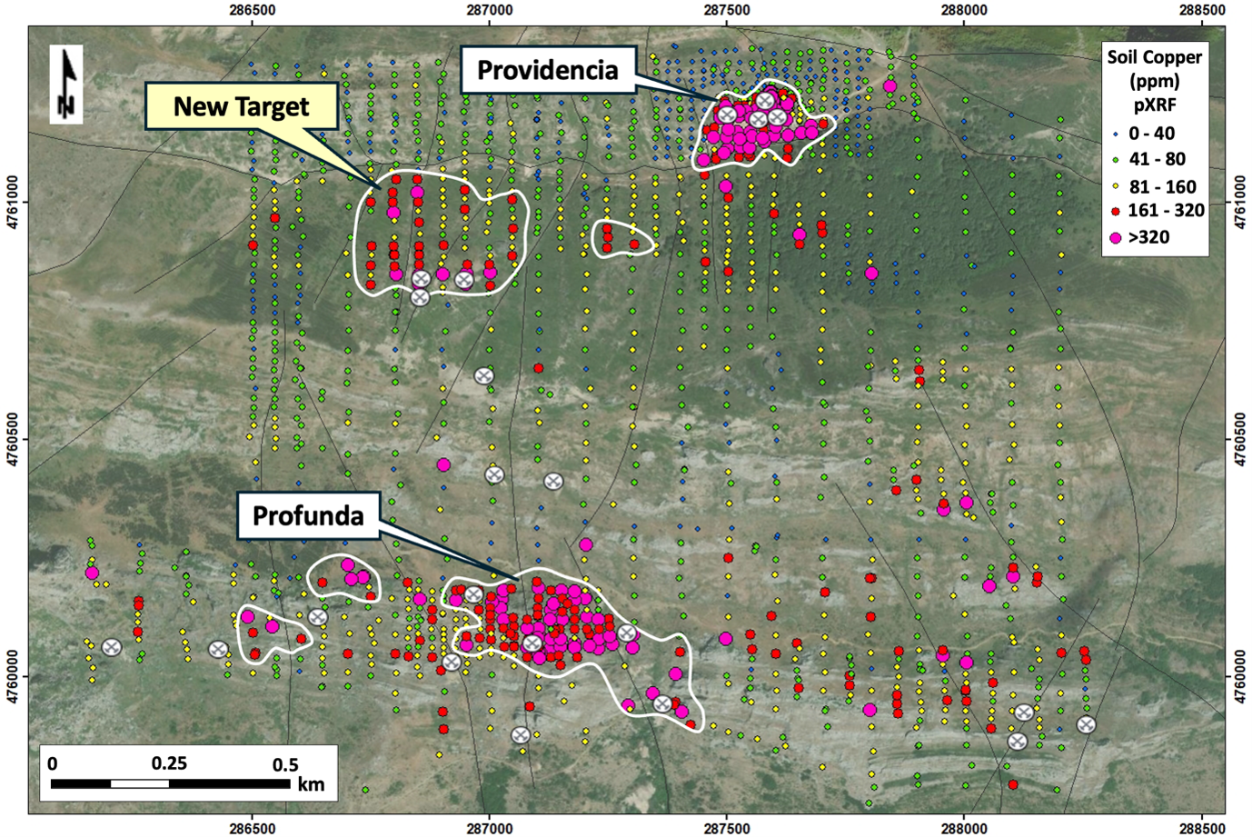 Figure 4 - Expanded detailed infill Soil geochemistry results