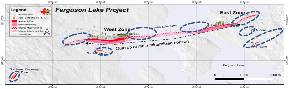 A colored map with a key showing the Ferguson Lake Project