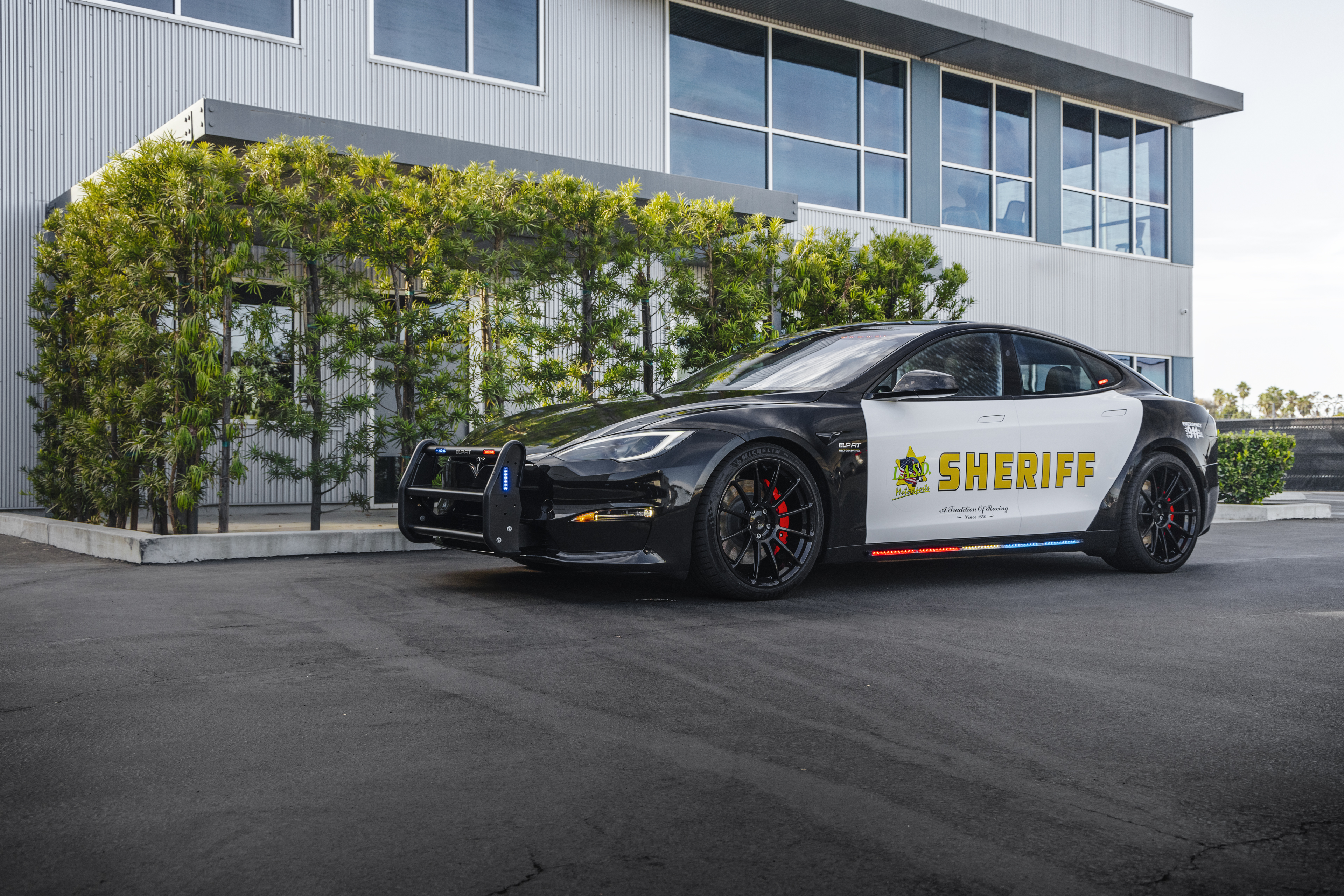 Tesla Model S Plaid Police Pursuit Vehicle Los Angeles Sheriffs Department UP.FIT, Unplugged Performance