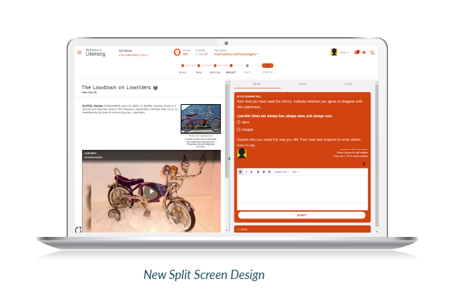 New split-screen design creates a more engaging student experience.