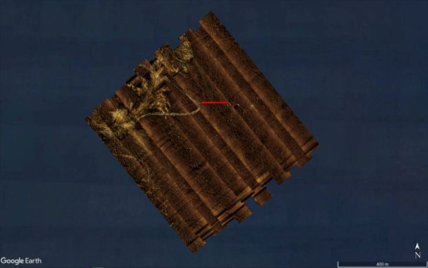 Kraken MOSAIC taken from HII REMUS with MINSAS 60 (Red arrow indicates location of Fig. 3)