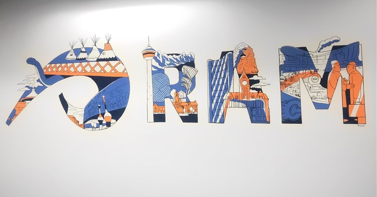 The mural at RAM's downtown Calgary office.