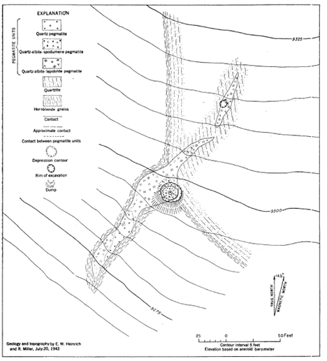 The Bazooka Spodumene Prospect, Quartz Creek Pegmatite District: From Staatz et al, 1955