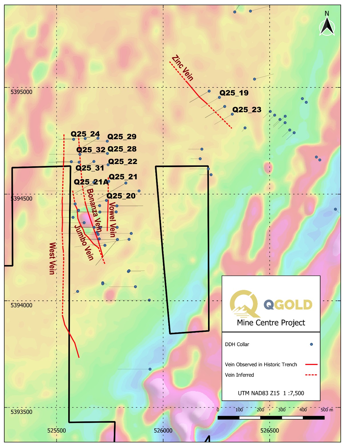 Location of the four holes from the Nov/Dec 2025 drilling campaigns