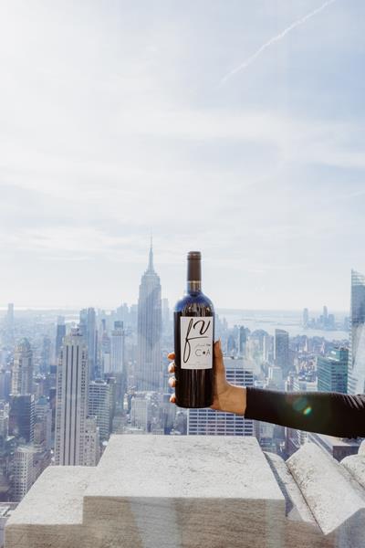 Fresh Vine Cabernet Sauvignon wine bottle New York skyline 