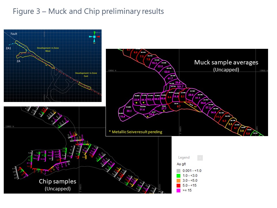 nov24Figure 3 - Bulk Sample Plan View with Gold Grades