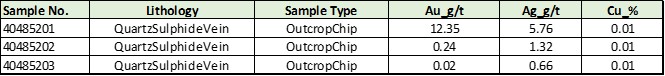 Notable Assay Results – American Pit
