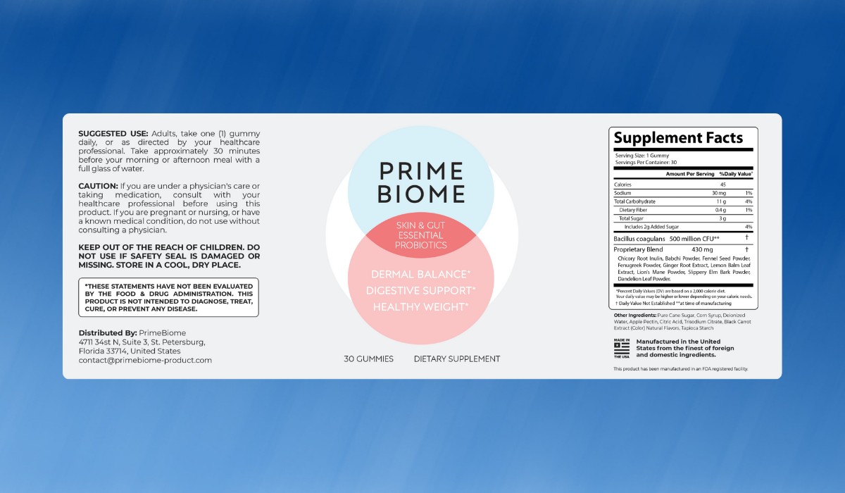Prime Biome Supplement Facts