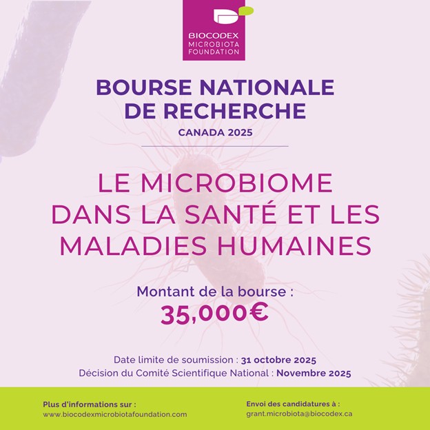 La Fondation du Microbiote de Biocodex invite les universitaires et scientifiques canadiens à soumettre leur candidature pour une bourse de recherche de 35 000 €