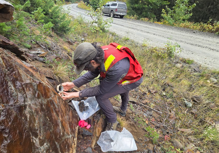 Palliser Geologist Measuring Geological Structures at a Truck-Accessible Outcrop at Hurley East