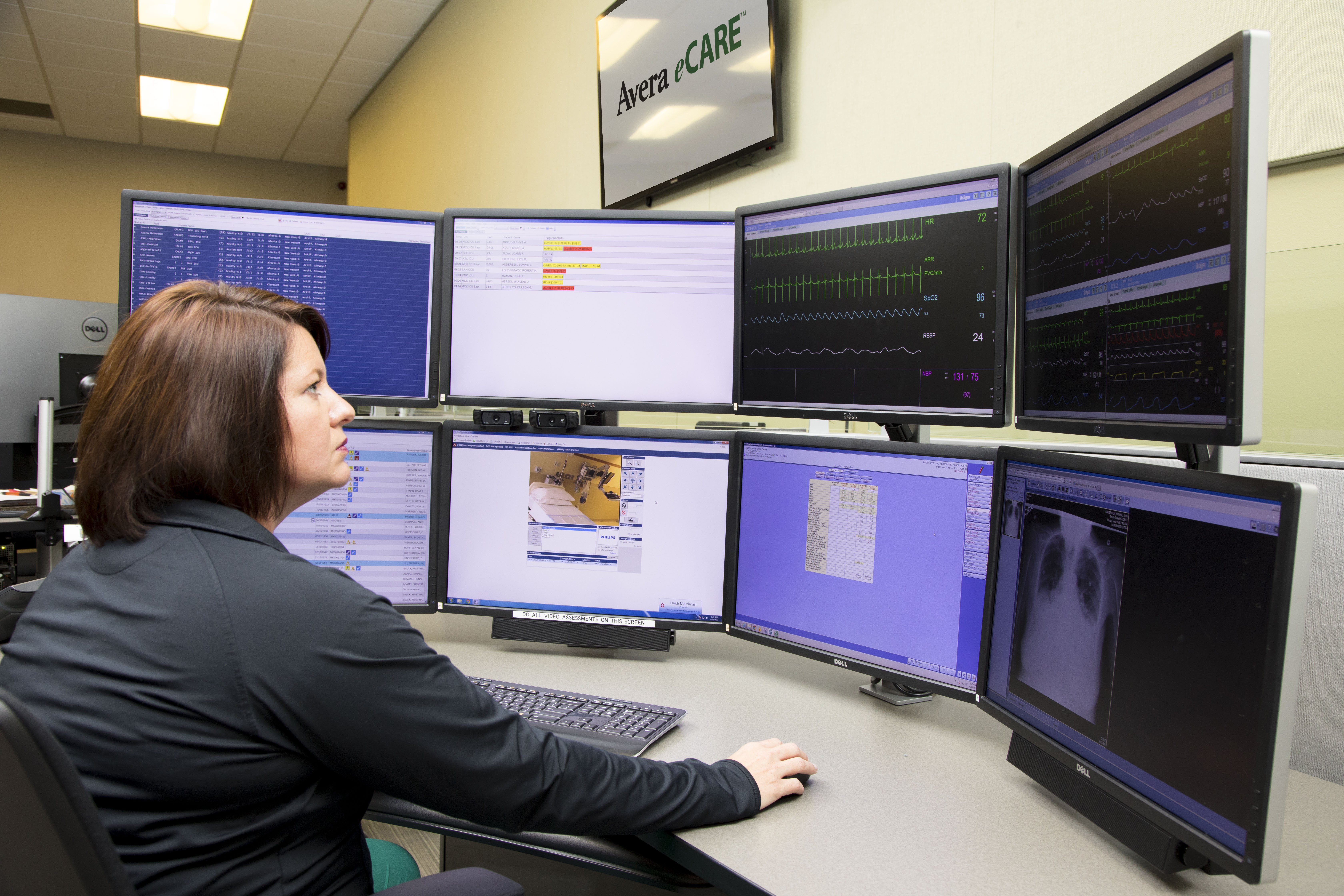 This is a typical work station at the Avera eCARE hub in Sioux Falls, S.D.