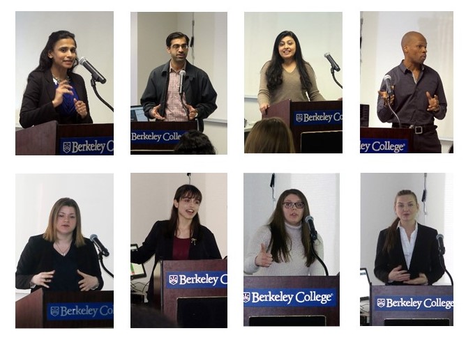 Clockwise from top left: Professor Darshan Desai, PhD, Management, Berkeley College Larry L. Luing School of Business®; Faraz Ahmed, Data Scientist, NYC Mayor’s Office of Data Analytics, and opening remarks presenter; Tanu Javeri, Senior Global SEO Strategist for IBM, and keynote speaker; Berkeley College students Daniyel Bingham, Jenny Tomasgard, Danielle Komondorea and Sofia Rios; and Berkeley College alumna Kallie McGrath.  

Students, faculty and New York residents learned about how they can access and use available data to get answers to their questions, solve problems and increase business growth during the session, Data for Good Tableau Viz Showcase, a discussion leveraging data for social impact held at Berkeley College on March 6, 2019, during NYC Open Data Week.  

