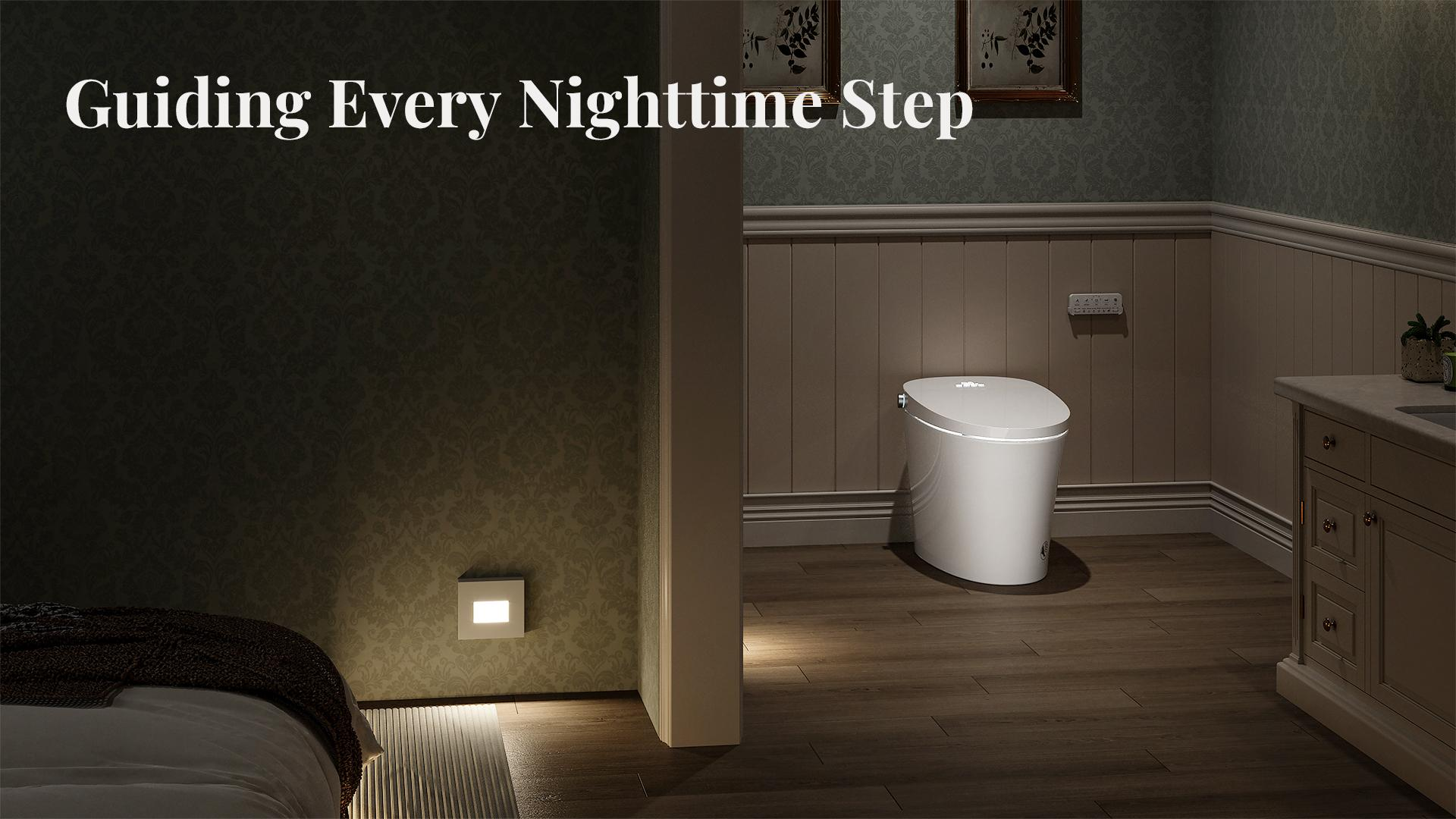 Uncle Brown ST12U nightlight, along with other motion-activated nightlights, provides a safe passageway for nighttime toilet use.