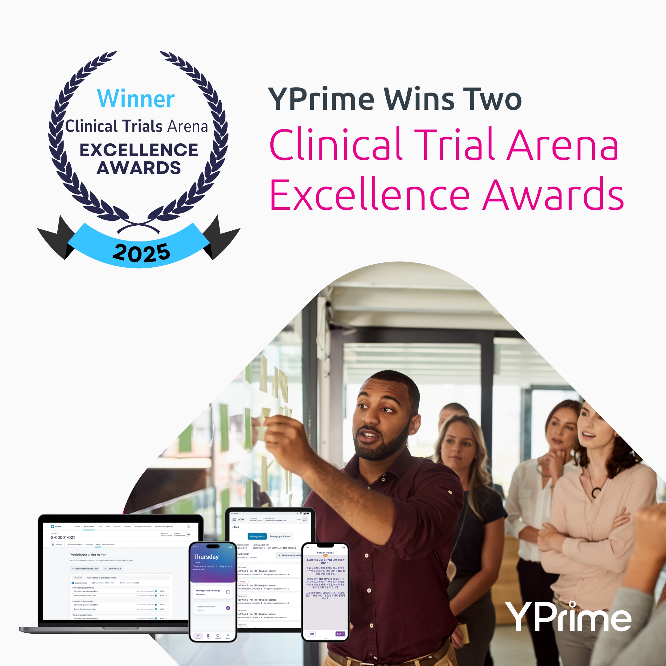 YPrime Wins Two Clinical Trials Arena Excellence Awards for Innovation in AI and Sustainable eCOA Practices