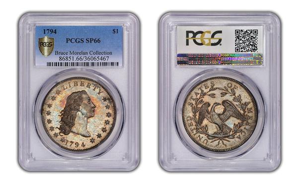 This PCGS-certified 1794 “Flowing Hair” dollar, believed to be the first silver dollar ever struck by the United States Mint, fetched $10 million at auction in 2013.