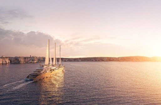 Rendering of the new Orient Express Sailing Yachts, the world's largest sailing yachts