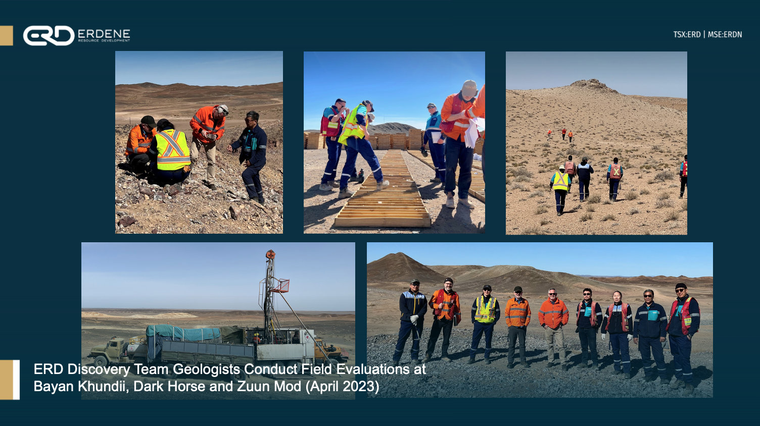 ERD Discovery Team Geologists Conduct Field Evaluations at Bayan Khundii, Dark Horse and Zuun Mod