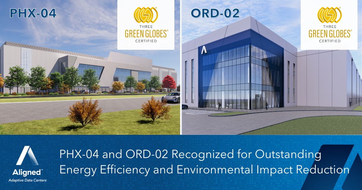 Both data centers received a rating of three Green Globes® for their design and construction, demonstrating outstanding success in resource efficiency, environmental impact reduction, and occupant well-being.