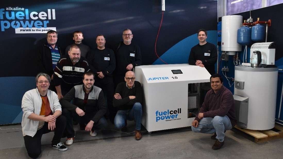 FCP NV development team with completed fuel cell system prototype - Jupiter 1.0