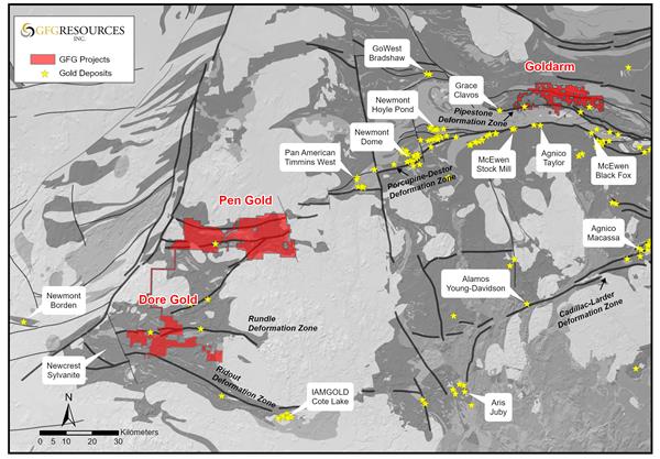 Fig 1_GFG Gold Projects in the Abitibi of Ontario_Dec2022