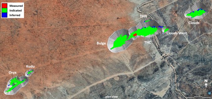 Twin Hills Mineral Resource Classification in Plan View