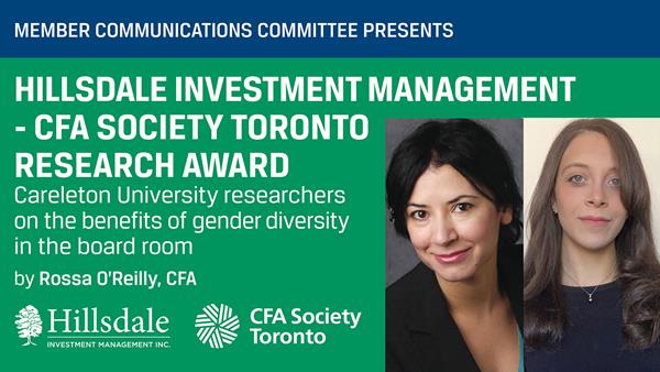 Winners of the 2021 Hillsadale Investment Management - CFA Society Toronto Research Award